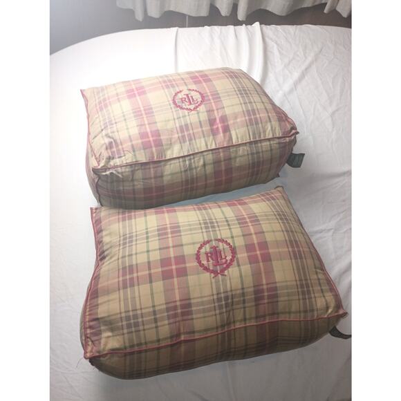 Vtg Ralph Lauren Green Label Plaid Triangle Decorative Country lot of 2 pillows - Picture 1 of 8
